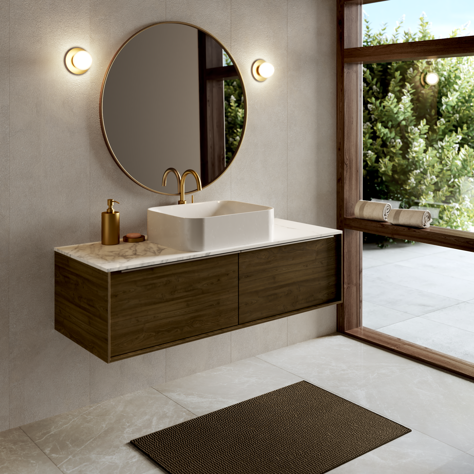 Revestimiento de pared de pvc artens arabica color almendra 260x37.5cm