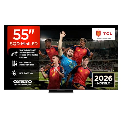 TCL 55Q7D Pro 55 Pulgadas SQD-Mini LED 4K HDR10+ Smart TV, 2.000 Nits