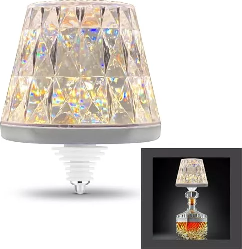 REV Lamparusco CRISTAL - Lámpara de mesa inalámbrica con batería, 130 lm, 1,6 W, 2500 mAh, luz de botella regulable en blanco cálido, lámpara de mesa táctil para interior y exterior, IP54