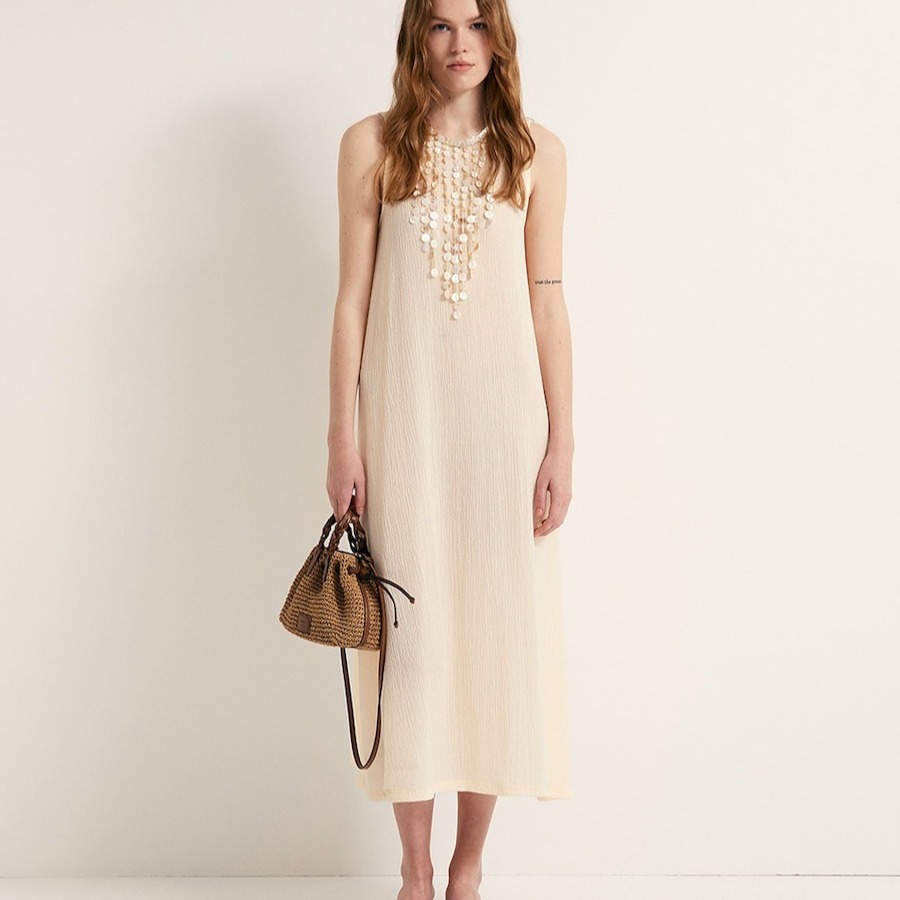 Vestido collar nácar Crudo Sfera


