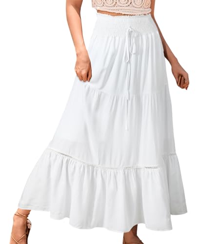 Genfien Faldas Largo para Mujer 2 en 1 Cintura Elástica Alta Falda Larga Bohemia para Mujer Maxi Falda Largos Línea A de Verano para Vacaciones Playa Casual Talla única