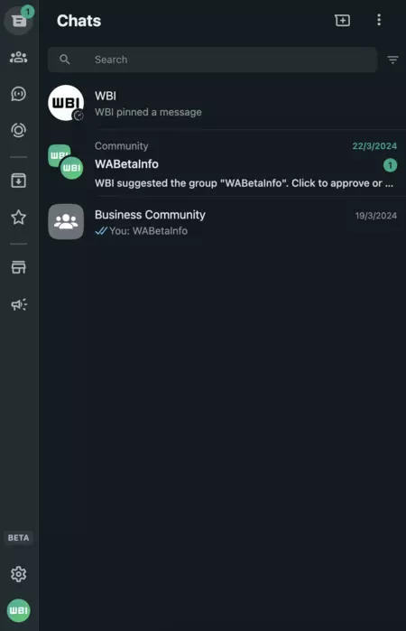 WhatsApp Web の新しいデザインは現在ベータ版です。画像:WaBetaInfo.