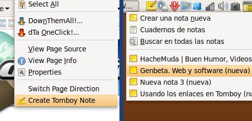 Tomfox - Extensión de Tomboy para Firefox