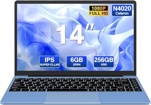 14" Ordenador Portatil 256GB SSD N4020(hasta 2.8Ghz) Win 11 PC 1920x1080 FHD Mini Puerto Multimedi Dual WiFi BT 4.2 Soporta 1TB SSD Expansión con Ratón Inalámbrico para Trabajo-Estudio-Aprendizaje-A