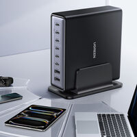 Adiós al lío de cables con este cargador que está de oferta: tiene ocho puertos USB y funciona con móviles, tablets y ordenadores 