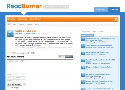 Readburner vuelve a la vida