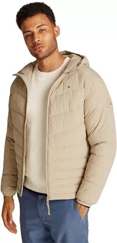 Tommy Hilfiger Cazadora acolchada Hombre Mid Quilt con capucha, Beige (Sandalwood), M