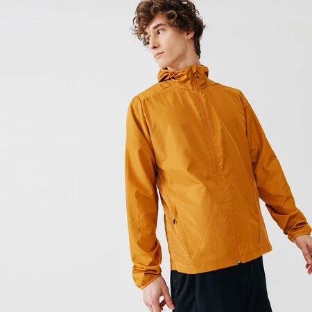 Chaqueta Cortavientos Running Hombre Run Wind Marron Ocre