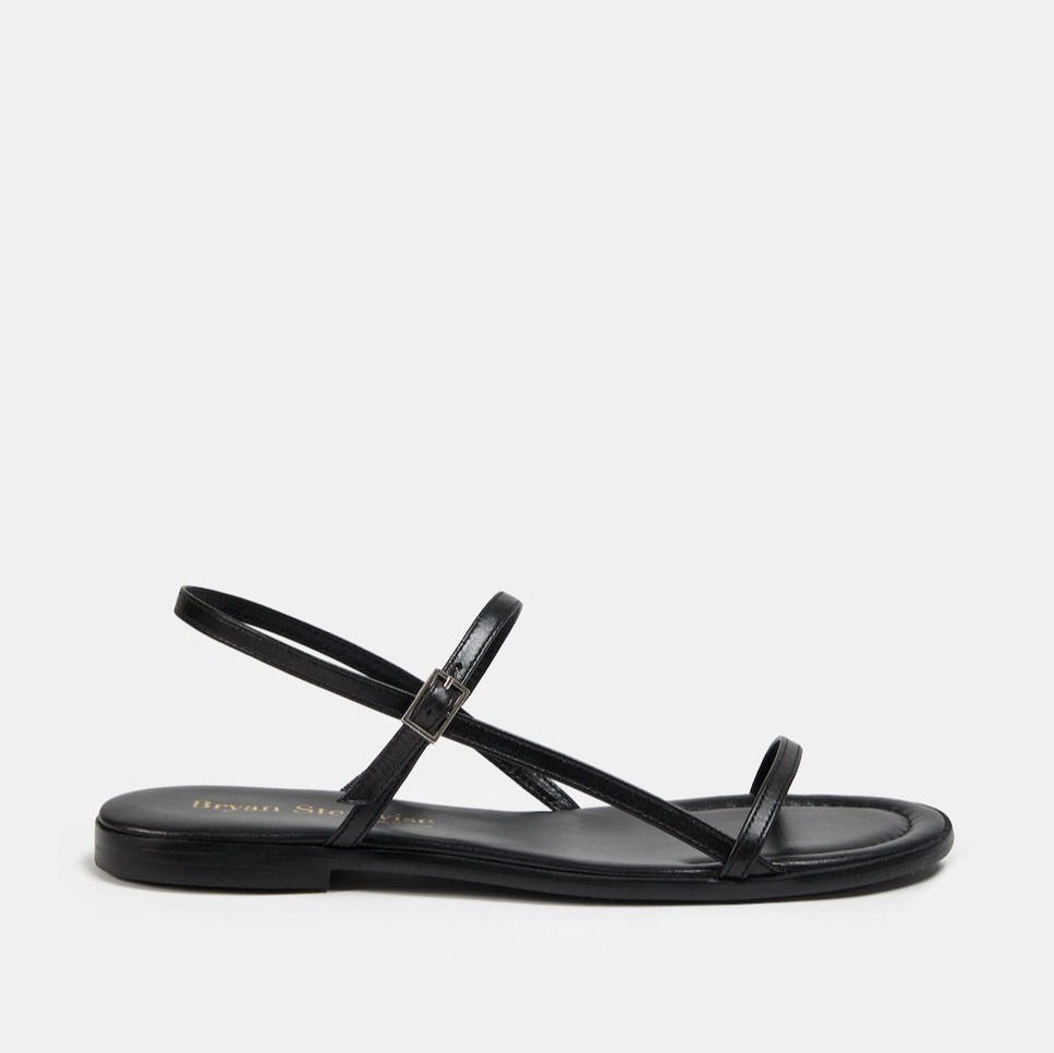 Sandalias planas de mujer de piel Negro Bryan Stepwise


