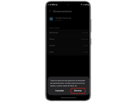 Borrar datos app Teclado Samsung