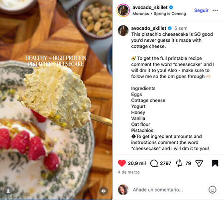 Tarta De Queso Y Pistacho Alta En Proteinas