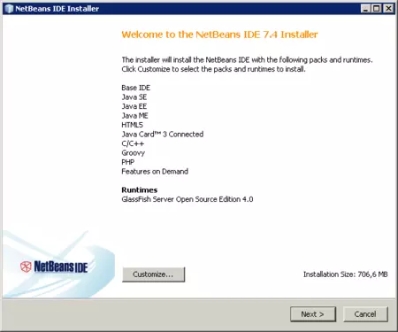 NetBeans - pantalla inicial