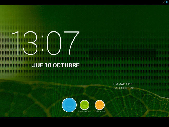 Pantalla de inicio de Android 4.3 con perfiles creados