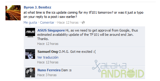 Asus Singapur anuncia actualización de Eee Pad Transformer