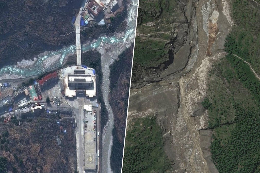 Así borró un glaciar en solo 7 minutos la frontera entre Nepal y China: el antes y el después, visto por satélite