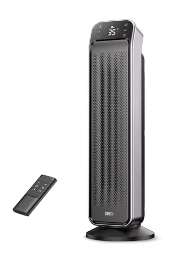 DREO Calefactor Bajo Consumo Silencioso, 25 Pulgadas, 1500W, Calefactor Eléctrico Cerámico con Control Remoto y Termostato, 3 Modos, 12h Función Temporizador, Protección antivuelco, Solaris Max