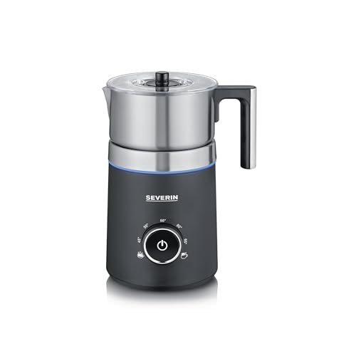 SEVERIN Espumador de leche por inducción Spuma 700, espumador eléctrico que no quema la leche, jarra espumadora apta para el lavavajillas, acero inoxidable/negro mate, SM 3586
