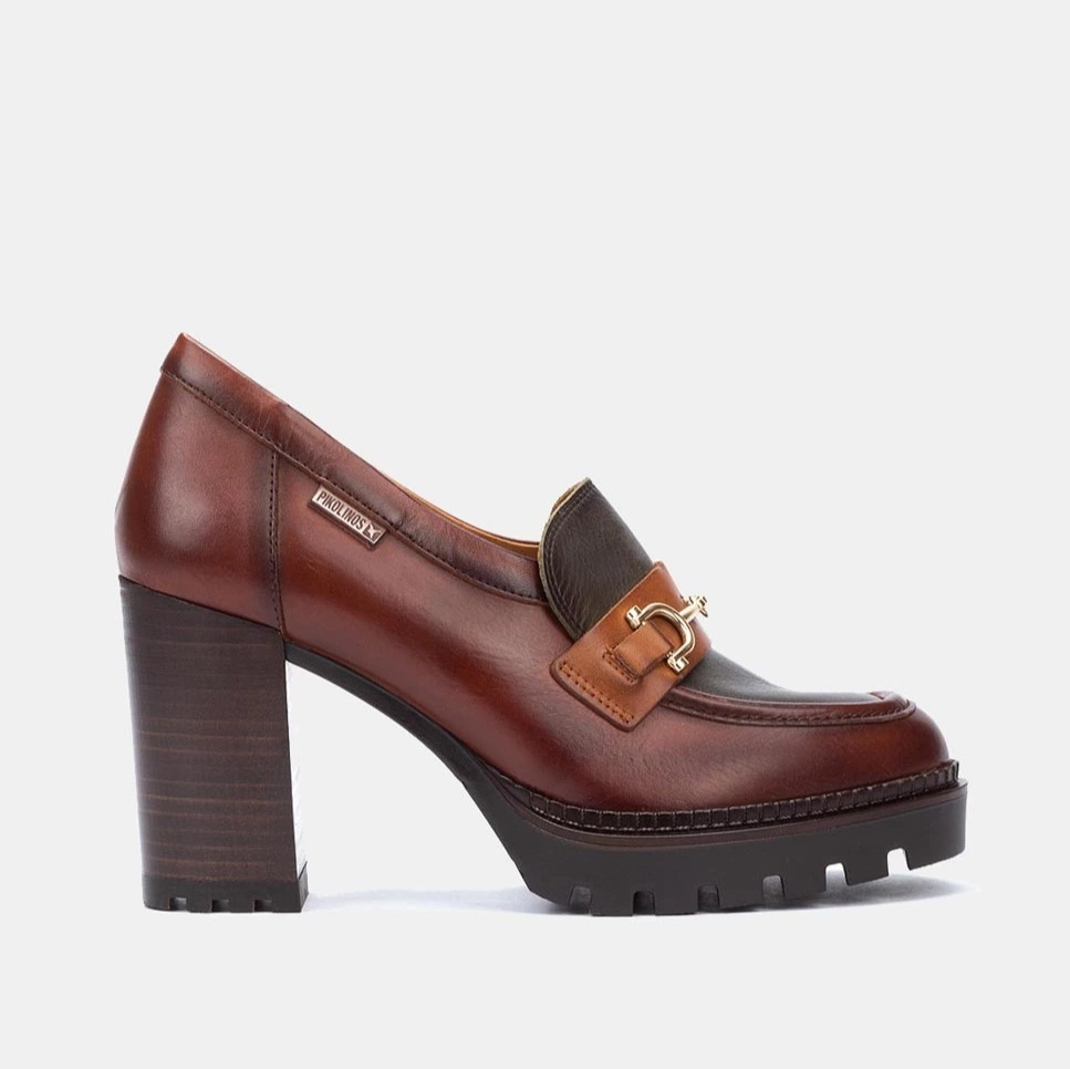 Mocasín de mujer Pikolinos Cervera de piel con tacón bloque
