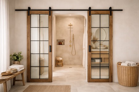 Bano Moderno Con Puertas Correderas De Granero