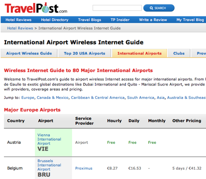 Guia de aeropuertos wi-fi