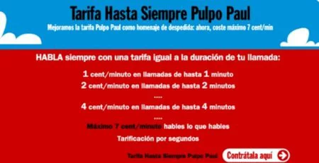 Tarifa "Hasta siempre Pulpo Paul", Pepephone rebajas de luto