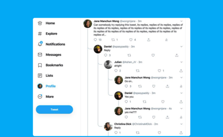 Twitter dice adiós a las conversaciones anidadas en hilos que estaban probando