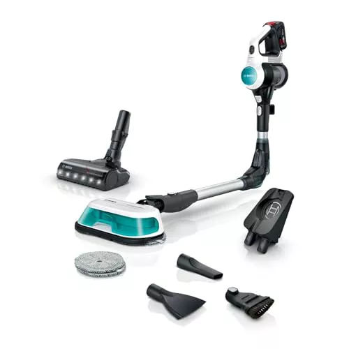 Bosch - Aspirador Unlimited 7 ProHygienic Aqua, Sin Cable, Cepillo 2en1, DynamicAqua, Cepillo Convencional, Blanco, BCS71HYG2