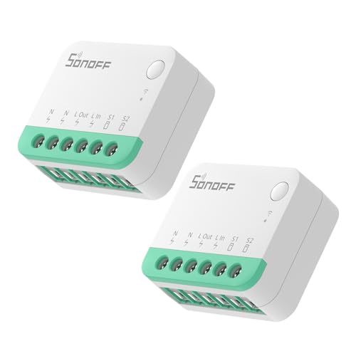 SONOFF(Matter) Mini Interruptor Inteligente Wifi, Interruptor WiFi Inteligente Bricolaje de 2 Vías,Control APP, control por voz，Soporte para Apple Home, Alexa y Google Home 10A 2400W MINIR4M 2PCS