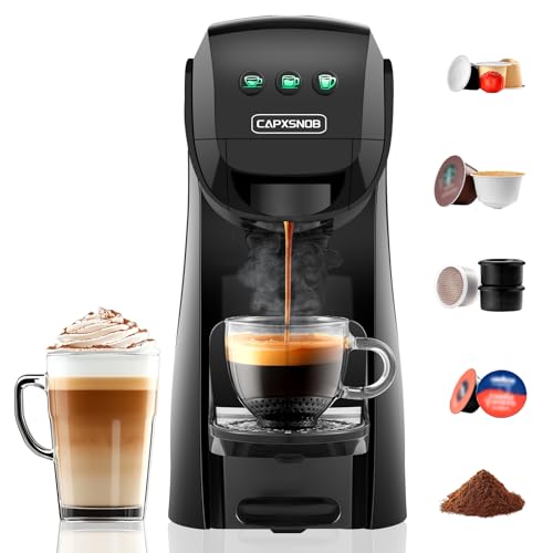 Warriors1 Cafetera Capsula 5en1 para Dolce Gusto, Nespresso, Lavazza A Modo Mio, Expreso Point y Café Molido