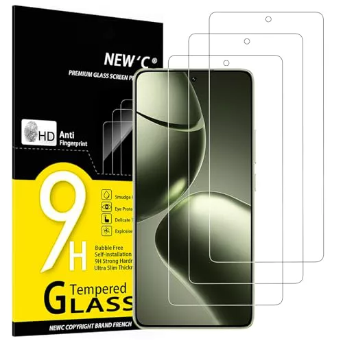 NEW'C 3 Piezas, Protector Pantalla para Xiaomi 14T, 14T Pro, Cristal templado Antiarañazos, Antihuellas, Sin Burbujas, Dureza 9H, 0.33 mm Ultra Transparente, Ultra Resistente