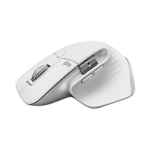 Logitech MX Master 3s for Mac - Performance wireless mouse with fast displacement, ergo, 8k DPI, silent clicks, works on glass, USB -C, Bluetooth, Apple, iPad - Pale Gray