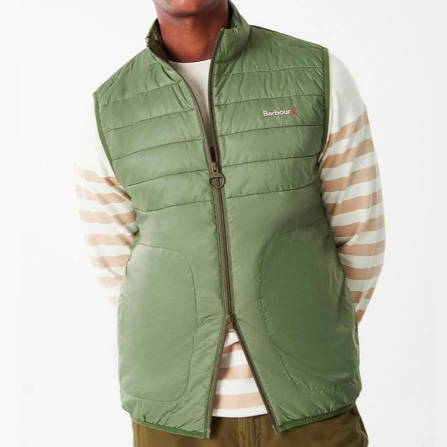 Barbour Chaleco de hombre con cuello mao y cierre de cremallera