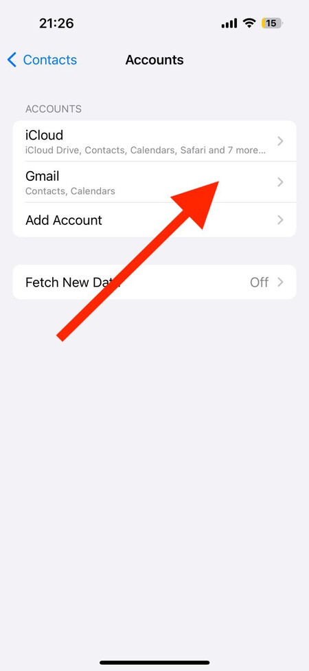 Transfer Contacts Settings Accounts iPhone