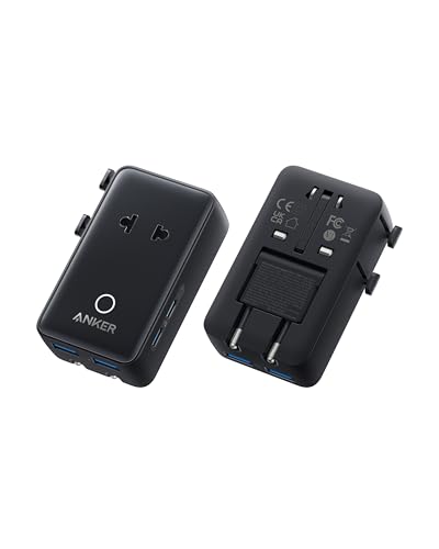 Anker Nano Adaptador Enchufe Universal de Viaje, con Conector USB de 5 Puertos con 1 Puerto de CA, 2 Puertos USBA y 2 Puertos USBC, Control de Temperatura Integrado, Apto en más de 200 países