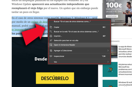 La versión Canary de Edge estrena una función para mejorar la lectura de texto en pantalla