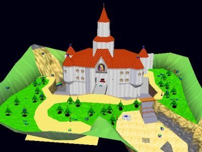 Pantallas de Mario 64 a vista de pájaro
