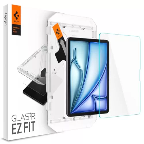Spigen Glas.tR EZ Fit Protector Pantalla para iPad Air 11 Pulgadas M3 (2025), iPad Air 11 Pulgadas M2 (2024), 1 Unidad, Dureza 9H, Instalación Fácil, Alta-Definición