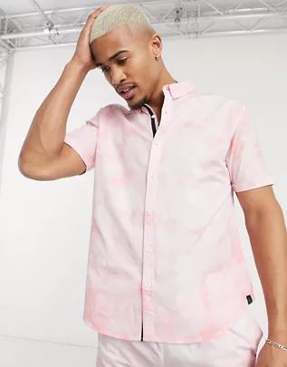 Camisa rosa de manga corta con efecto teñido de Soul Star