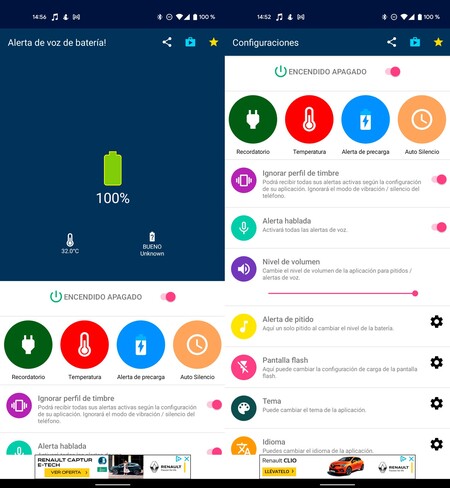 Alerta de voz de carga completa Android