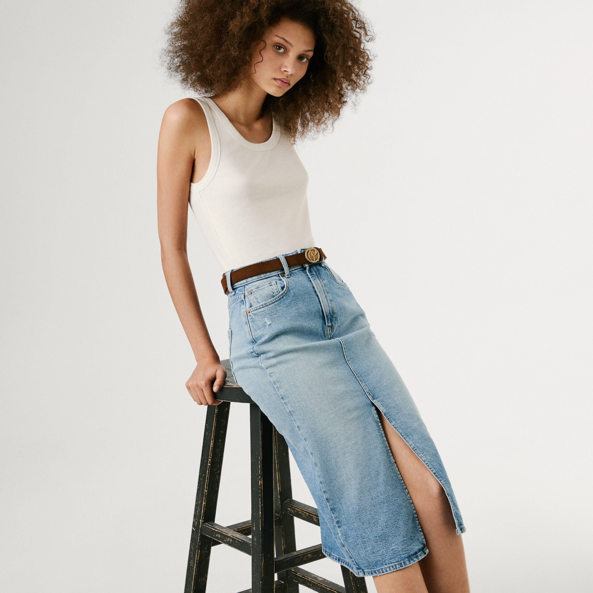 Falda midi denim fit slim Pepe Jeans