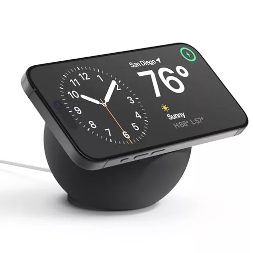 elago MS2 Soporte de Carga Compatible con Magsafe Cargador - Estación de Silicona Premium Compatible con iPhone 16, 15, 14, 13, 12 Serie [Magsafe No Incluidos] (Negro)