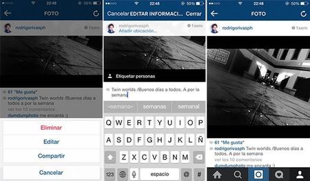 Instagram se actualiza pudiendo editar el texto escrito y mejorando la búsqueda fotográfica