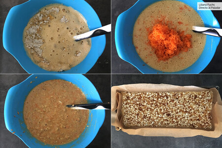 Bizcocho de naranja, avena y zanahoria con azafrán receta paso a paso