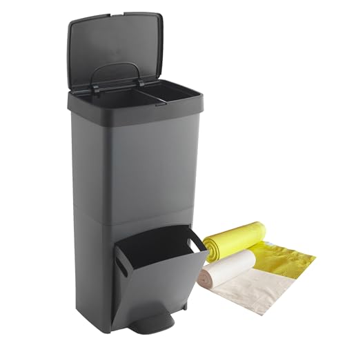 Cubo de basura o reciclaje 70L, VERTICAL, 2 Compartimentos