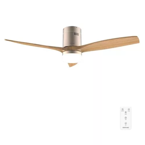 Cecotec Ventilador de Techo con Luz y Mando a Distancia de 52" EnergySilence Aero 5600 Classic Gold&LightWood