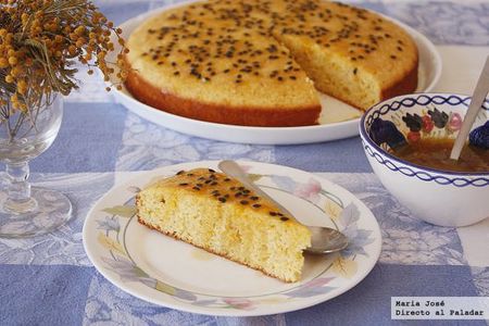 Receta de pastel de polenta y fruta de la pasión