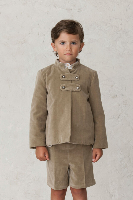 Chaqueta Terciopelo Marron Nino Ceremonia Militar
