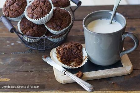 Muffins de chocolate tibio. Receta