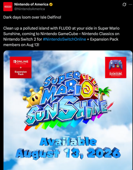 Mario Sunshine Switch Online