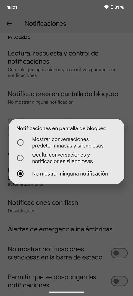 Notificaciones pantalla bloqueo